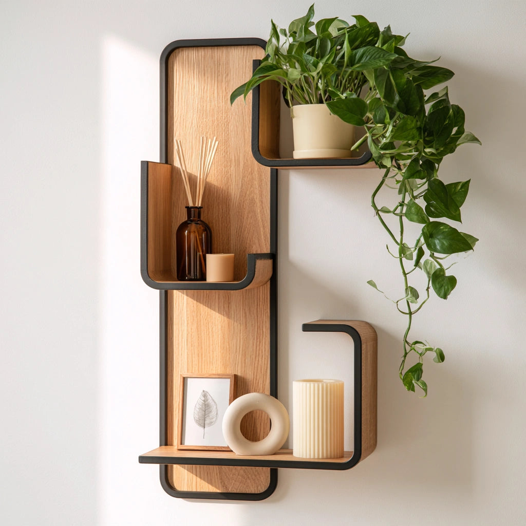Wandregal, aus Holz, Farbe: hellbraun
