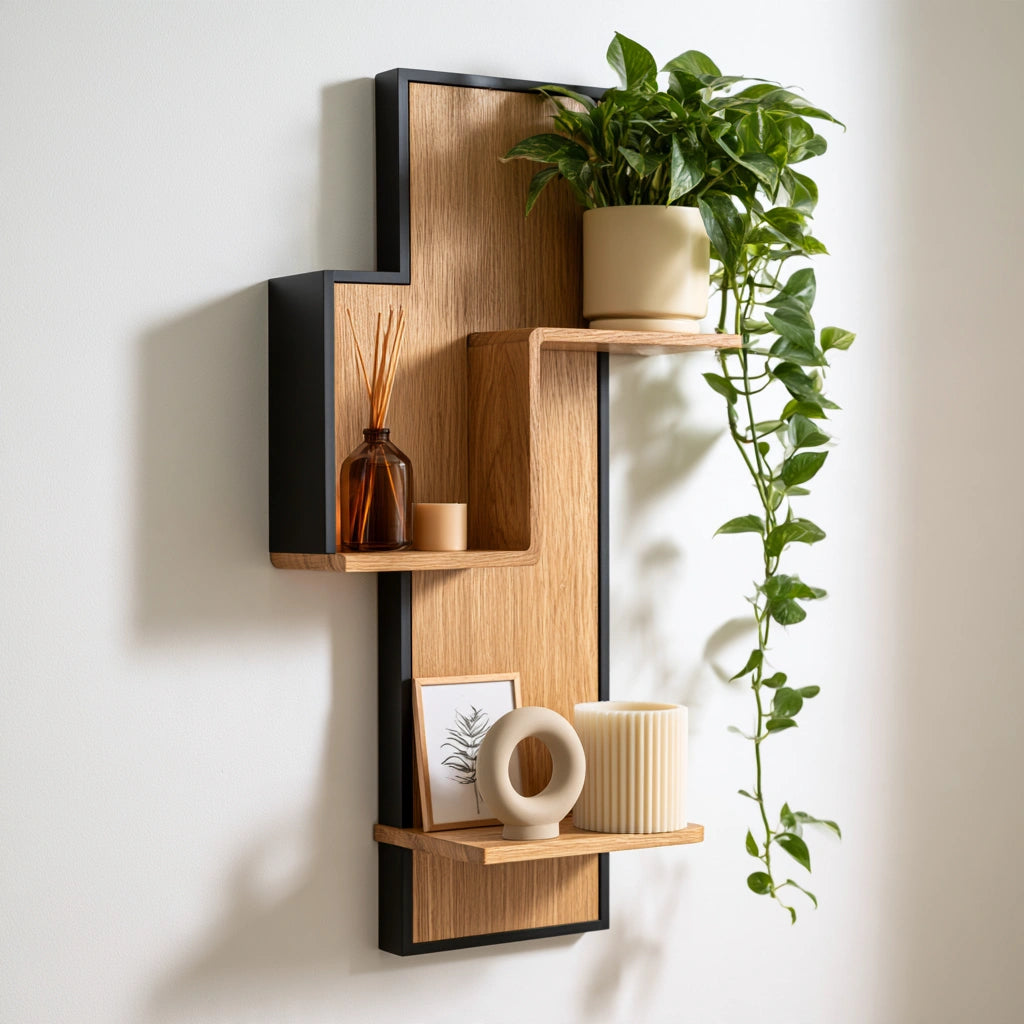 Wandregal, aus Holz, Farbe: hellbraun