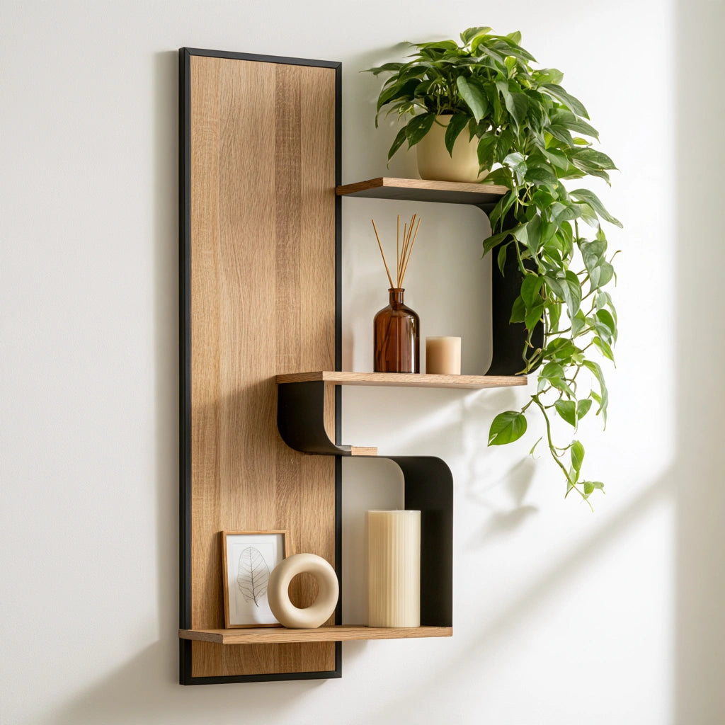 Wandregal, aus Holz, Farbe: hellbraun